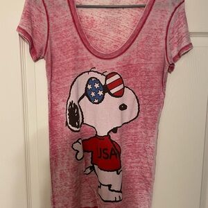 Snoopy Patriotic Pink Short Sleeve Tee